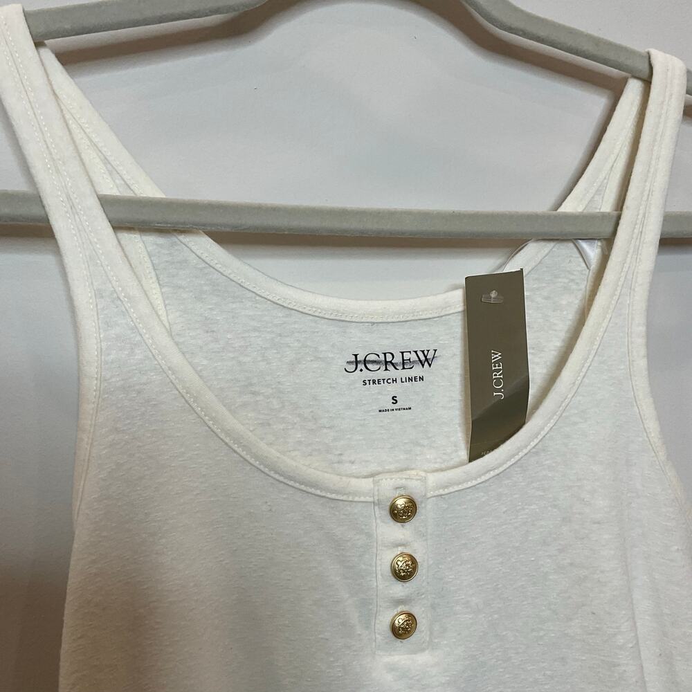 J. Crew Henley tank top in stretch linen blend NWT - Picture 4 of 7